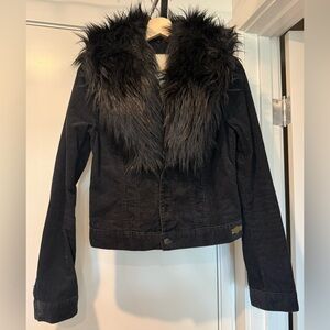 Denim & Supply Ralph Lauren Black Jacket with Faux Fur Collar